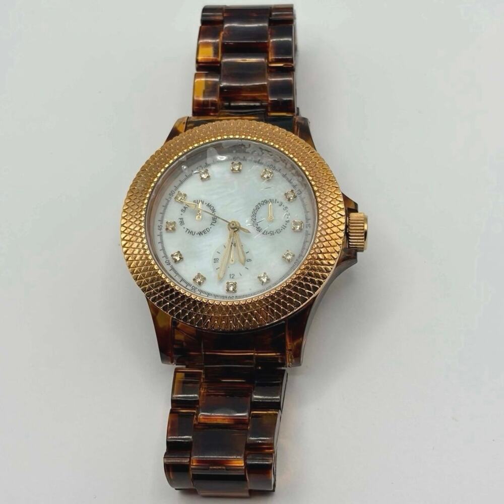 Turquoise Shell & Gold Watch - Picture 3 of 3